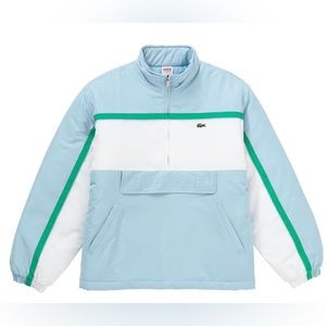 Supreme LACOSTE Jacket Puffy Half Zip Pullover Light Blue Size LARGE NWT